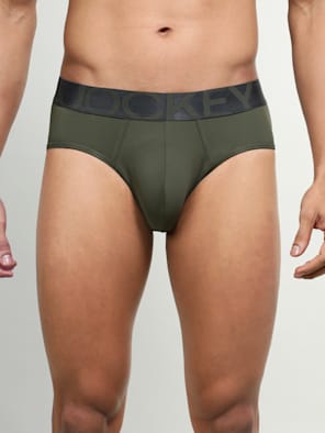 Men's Tactel Microfiber Elastane Stretch Solid Brief with Moisture Move Treatment - Forest Night