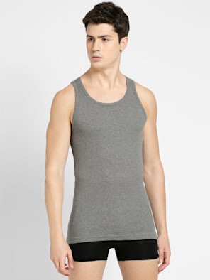 Super Combed Cotton Rib Round Neck Sleeveless Vest with Stay Fresh Properties
