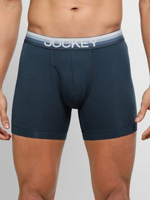 Men's Super Combed Cotton Elastane Stretch Solid Boxer Brief with Ultrasoft Waistband - Navy