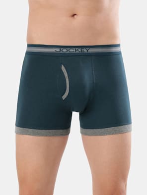 Men's Super Combed Cotton Rib Solid Boxer Brief with Stay Fresh Properties - Reflecting Pond & Mid Grey Mel