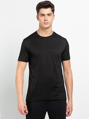 Microfiber Fabric Breathable Mesh Round Neck Half Sleeve T-Shirt