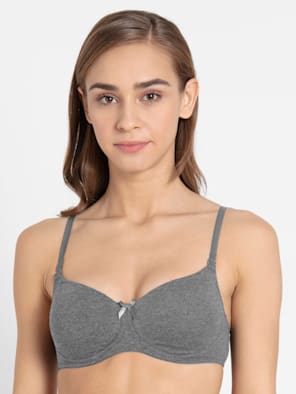 Wirefree Padded Super Combed Cotton Elastane Stretch Medium Coverage Multiway Styling T-Shirt Bra
