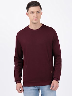 Men's Super Combed Cotton Rich Plated Sweatshirt with Zipper Pockets - Wine Tasting