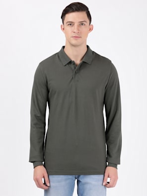 Super Combed Cotton Rich Solid Full Sleeve Polo T-Shirt