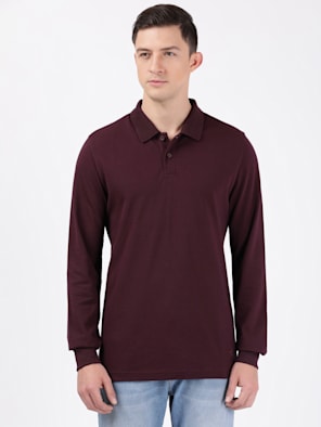 Super Combed Cotton Rich Solid Full Sleeve Polo T-Shirt