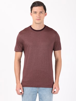 Micro Modal And Combed Cotton Blend Thin Striped Round Neck Half Sleeve T-Shirt
