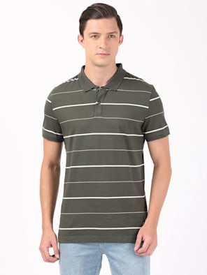 Super Combed Cotton Rich Striped Half Sleeve Polo T-Shirt