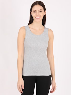 Women's Super Combed Cotton Rib Fabric Slim Fit Solid Tank Top - Light Grey Melange