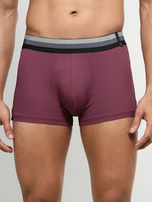 Men's Microfiber Elastane Stretch Rib Solid Trunk with Stay Dry Technology - Potent Purple