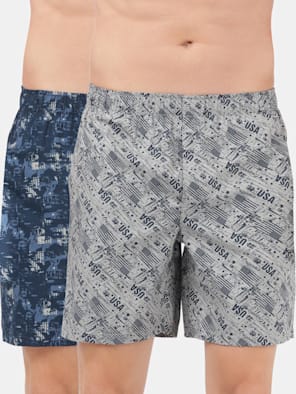 Super Combed Mercerized Cotton Woven Printed Boxer Shorts with Side Pocket