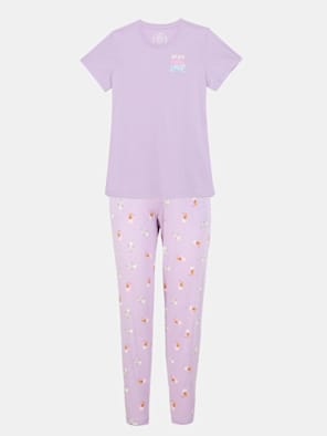 Super Combed Cotton Relaxed Fit Short Sleeve Printed T-Shirt and Pyjama Set