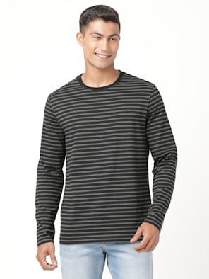 Super Combed Cotton Rich Striped Round Neck Full Sleeve T-Shirt