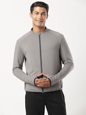 Men's Soft Touch Microfiber Elastane Stretch Thumbhole Jacket with Stay Dry Treatment - Quite Shade