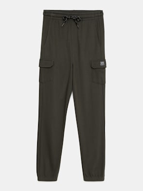 Super Combed Cotton Rich Cuffed Hem Styled Cargo Pants with Side and Cargo Pockets