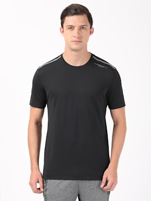 Recycled Microfiber Elastane Stretch Fabric Round Neck Half Sleeve T-Shirt with Stay Fresh and Stay Dry Treatment