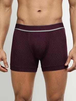 Men's Tencel Micro Modal Elastane Stretch Printed Trunk with Natural Stay Fresh Properties - Potent Purple