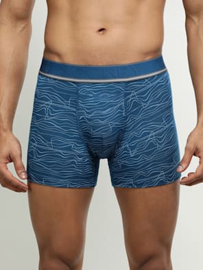 Men's Tencel Micro Modal Elastane Stretch Printed Boxer Brief with Natural Stay Fresh Properties - Poseidon