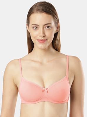 Wirefree Padded Super Combed Cotton Elastane Stretch Medium Coverage Lace Styling T-Shirt Bra