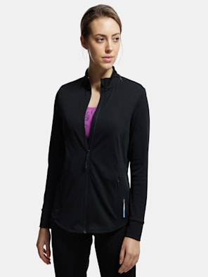 Women's Microfiber Relaxed fit Jacket with Curved Back Hem and StayDry Treatment - Black