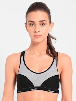 Wirefree Padded Super Combed Cotton Elastane Stretch Full Coverage Racer Back Active Bra
