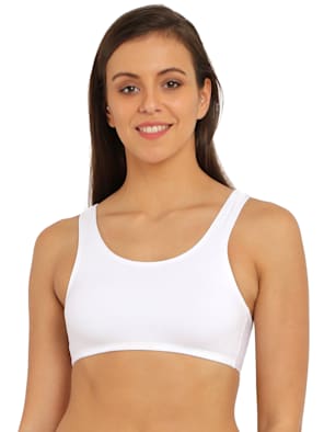 Women's Super Combed Cotton Elastane Stretch Slip On Crop Top With Stay Fresh Treatment - White