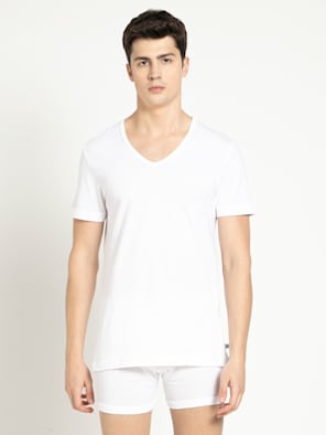 Super Combed Cotton V Neck Half Sleeved Vest with Stay Fresh Properties