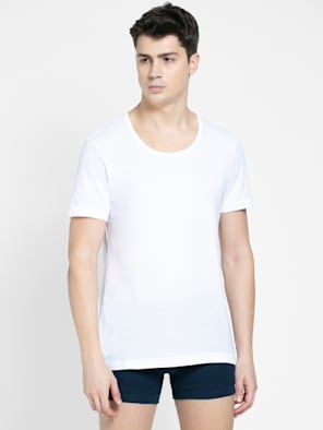 Super Combed Cotton Round Neck Half Sleeved Vest with Stay Fresh Properties