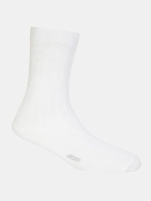 Men's Mercerized Cotton Crew Length Socks With Stay Fresh Treatment - White