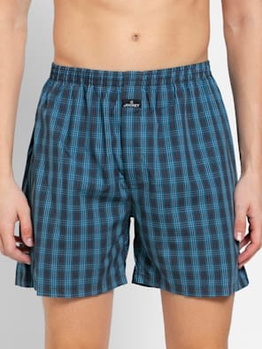 Super Combed Mercerized Cotton Woven Checkered Boxer Shorts with Back Pocket