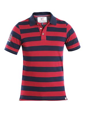 Boy's Super Combed Cotton Rich Striped Half Sleeve Polo T-Shirt - Navy & Deep Red
