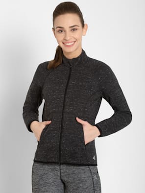 Polyester Cotton Interlock Slim Fit Full Zip High Neck Jacket