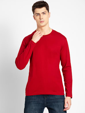 Super Combed Cotton Rich Solid Round Neck Full Sleeve T-Shirt