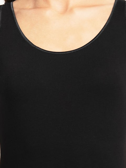 Women's Super Combed Cotton Elastane Stretch Inner Tank Top With Stay Fresh Treatment - Black
