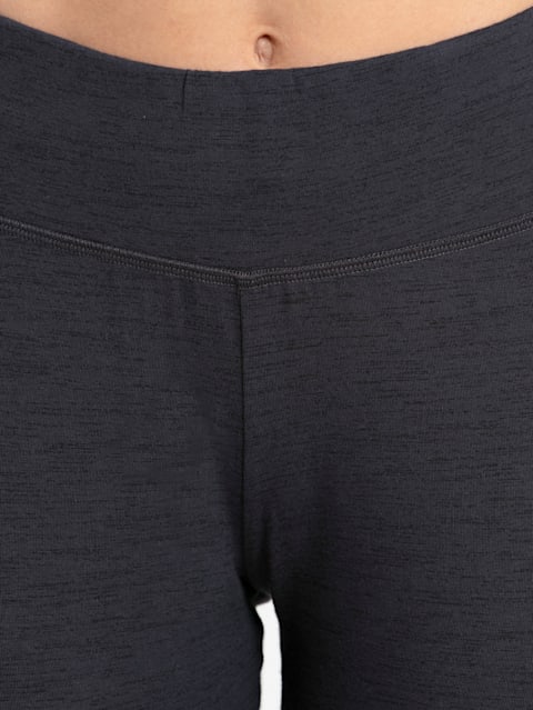Women's Super Combed Cotton Elastane Stretch Slim Fit Capri with Ultrasoft Waistband - Deep Iron Marl