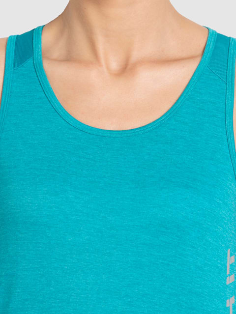Women's Microfiber Fabric Graphic Printed Tank Top With Breathable Mesh and Stay Dry Treatment - Enamel Blue