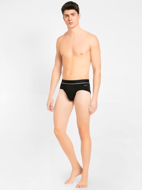 Men's TENCEL Micro Modal Elastane Stretch Solid Brief with Stay Fresh Properties - Black
