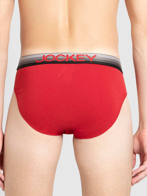 Men's Super Combed Cotton Elastane Stretch Solid Brief with Ultrasoft Waistband - Chilli Pepper