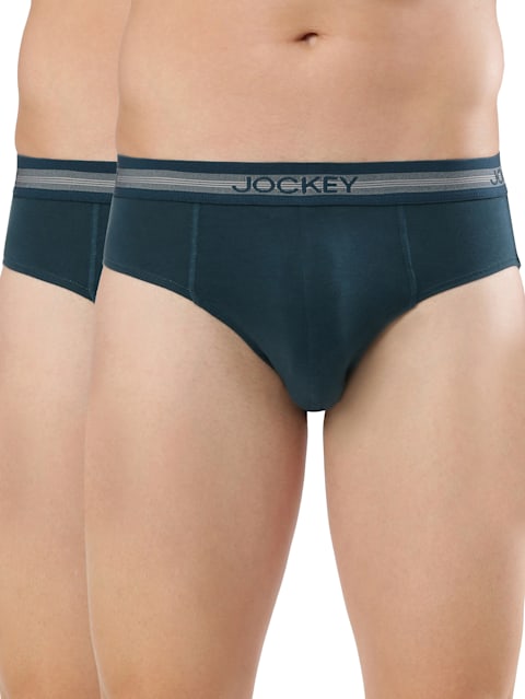 Men's Super Combed Cotton Solid Brief with Stay Fresh Properties - Reflecting Pond(Pack of 2)