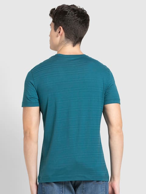 Men's Super Combed Supima Cotton Solid Round Neck Half Sleeve T-Shirt - Blue Coral