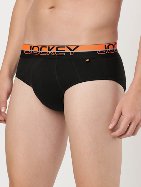 Men's Super Combed Cotton Solid Brief with Ultrasoft Waistband - Black