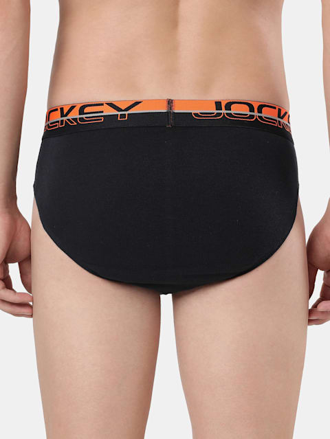 Men's Super Combed Cotton Rib Solid Brief with Ultrasoft Waistband - Black