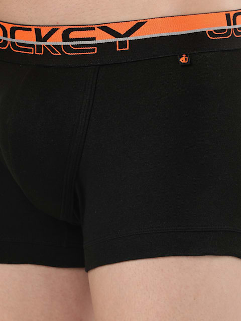 Men's Super Combed Cotton Rib Solid Trunk with Ultrasoft Waistband - Black