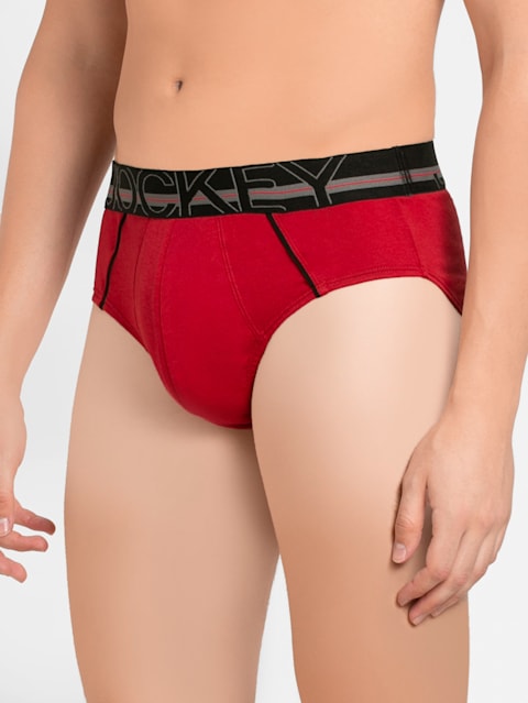 Men's Super Combed Cotton Solid Brief with Ultrasoft Waistband - Chilli Pepper
