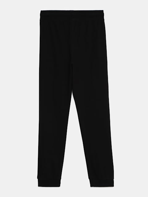 Boy's Super Combed Cotton Rich Solid Joggers with Side Pockets and Ribbed Cuff Hem - Black Printed