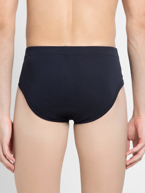 Men's Super Combed Cotton Rib Solid Brief with Stay Fresh Properties - Deep Navy