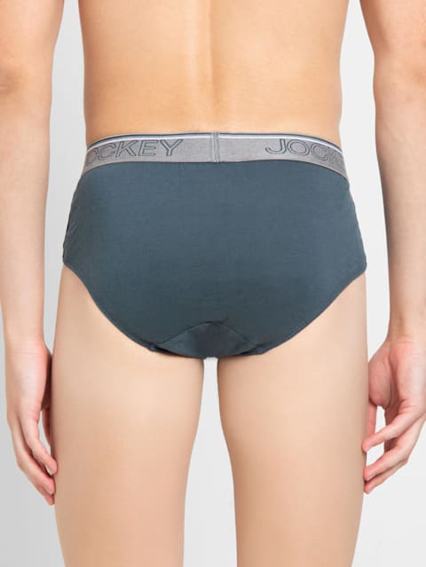 Men's Super Combed Cotton Solid Brief with Ultrasoft Waistband - Deep Slate(Pack of 2)
