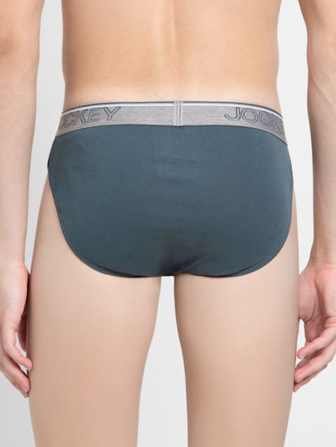 Men's Super Combed Cotton Rib Solid Brief with Ultrasoft Waistband - Deep Slate