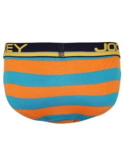 Boy's Super Combed Cotton Elastane Stretch Striped Brief with Ultrasoft Waistband - Assorted Colors(Pack of 2)