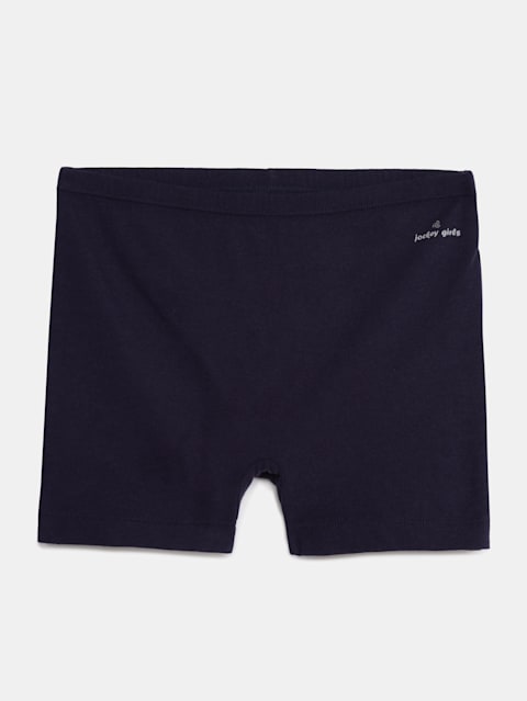 Girl's Super Combed Cotton Elastane Stretch Shorties with Ultrasoft Waistband - Classic Navy(Pack of 2)