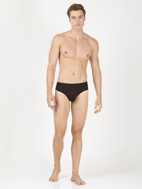 Men's Tencel Micro Modal Cotton Elastane Stretch Solid Brief with Ultrasoft Waistband - Brown
